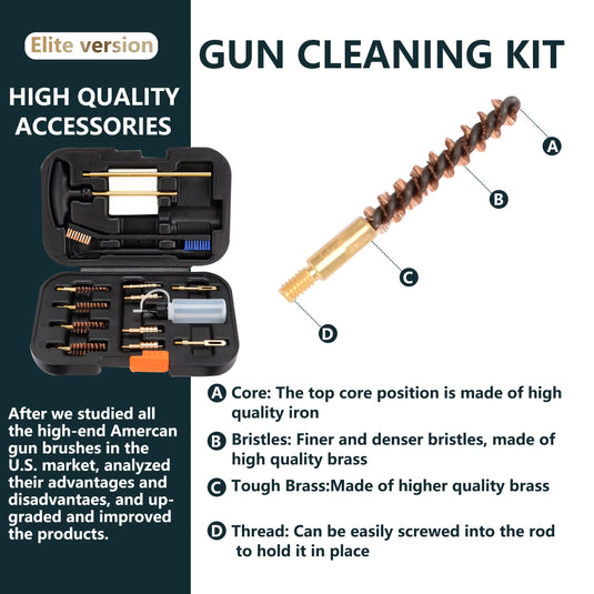 Elite Version Pistol Cleaning Kit 9mm/.357.22.45.40 Caliber Gun Cleaning Kit