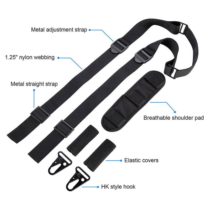 Load image into Gallery viewer, 2 Point Traditional Rifle Sling Gun Strap Length Adjustable Shoulder Pad 1.25 Inch Webbing
