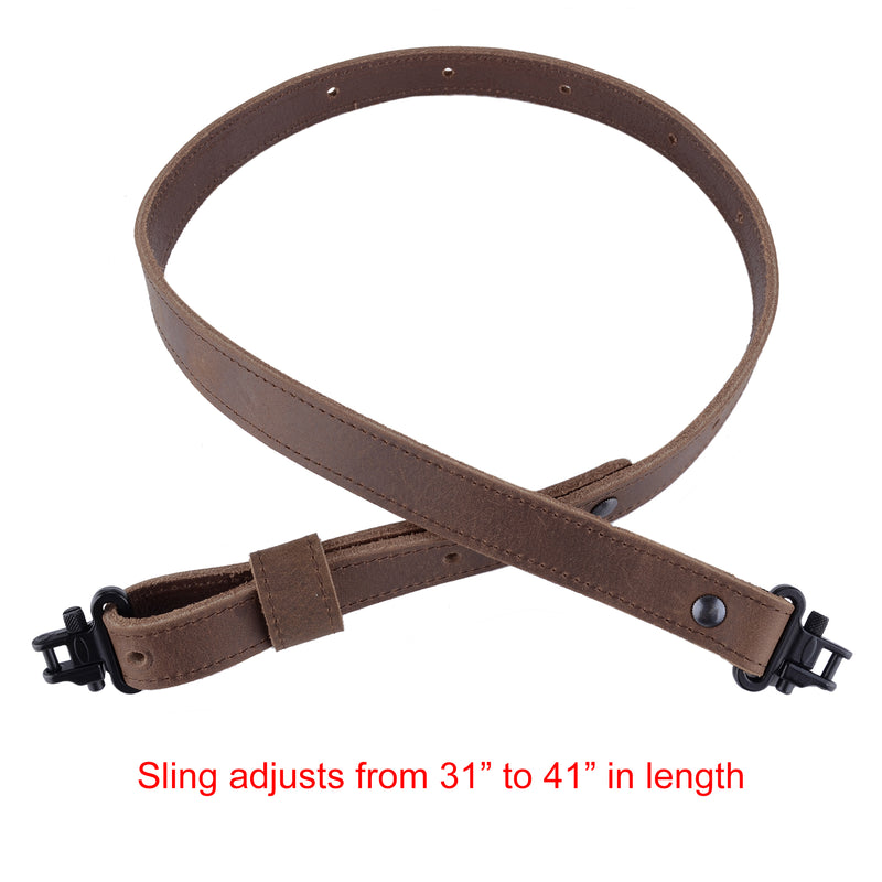 Load image into Gallery viewer, Buffalo Hide Leather Rifle Gun Sling with Mil-Spec Swivels
