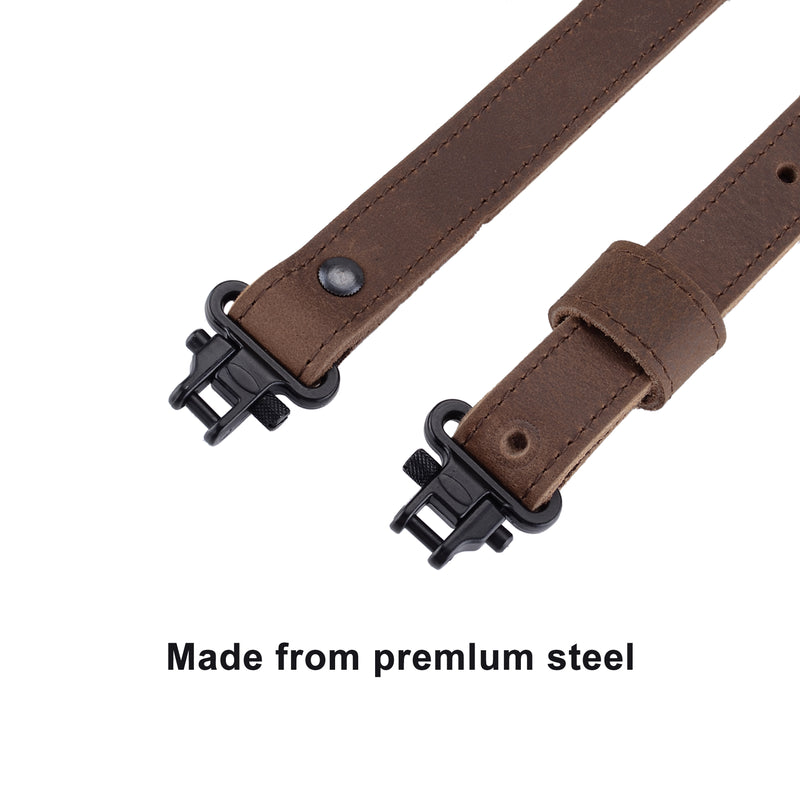 Load image into Gallery viewer, Buffalo Hide Leather Rifle Gun Sling with Mil-Spec Swivels
