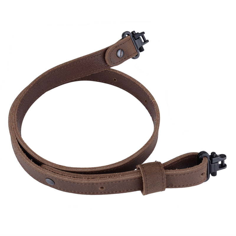 Load image into Gallery viewer, Buffalo Hide Leather Rifle Gun Sling with Mil-Spec Swivels
